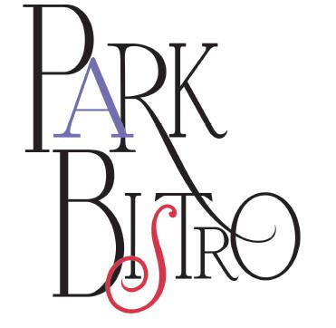 Logo for Park Bistro in a decorative, artistic font. Park appears above Bistro. The letter A in Park is purple, the S in Bistro is red and stylized, and "Restons Francais" subtly enhances the black-on-white text.